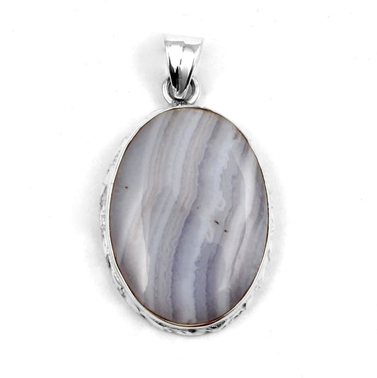 Blue Lace Agate  Sterling Silver Pendant