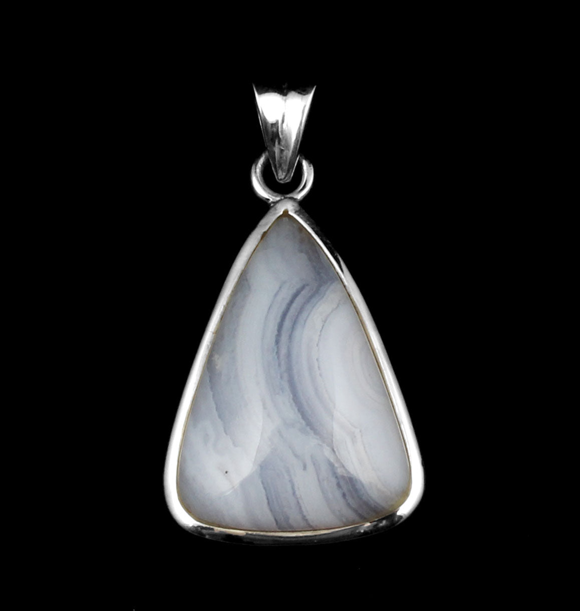 925 Sterling Silver Blue Lace Agate Natural Gemstone Pendant Handmade Jewelry Birthday Gift For Her