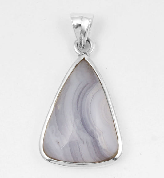 Blue Lace Agate  Sterling Silver Pendant