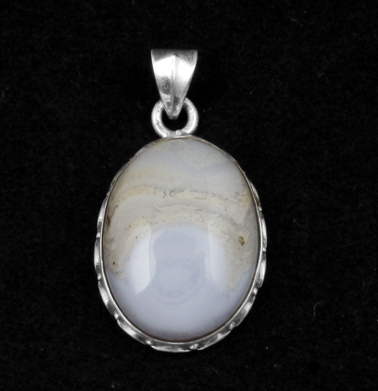 Blue Lace Agate  Sterling Silver Pendant