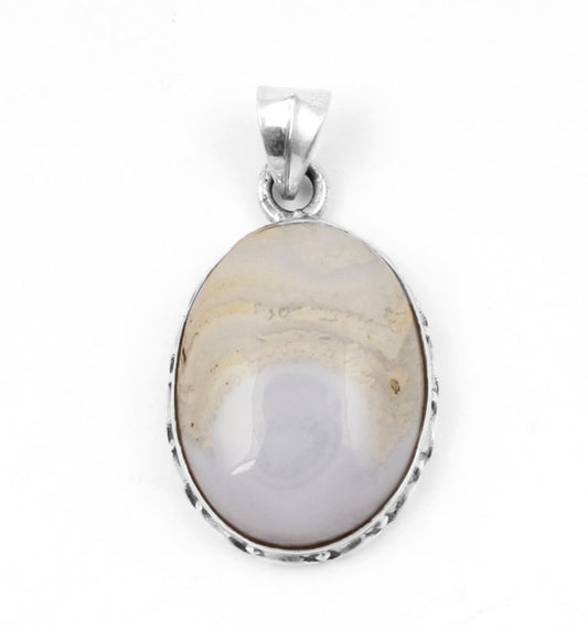 Blue Lace Agate  Sterling Silver Pendant