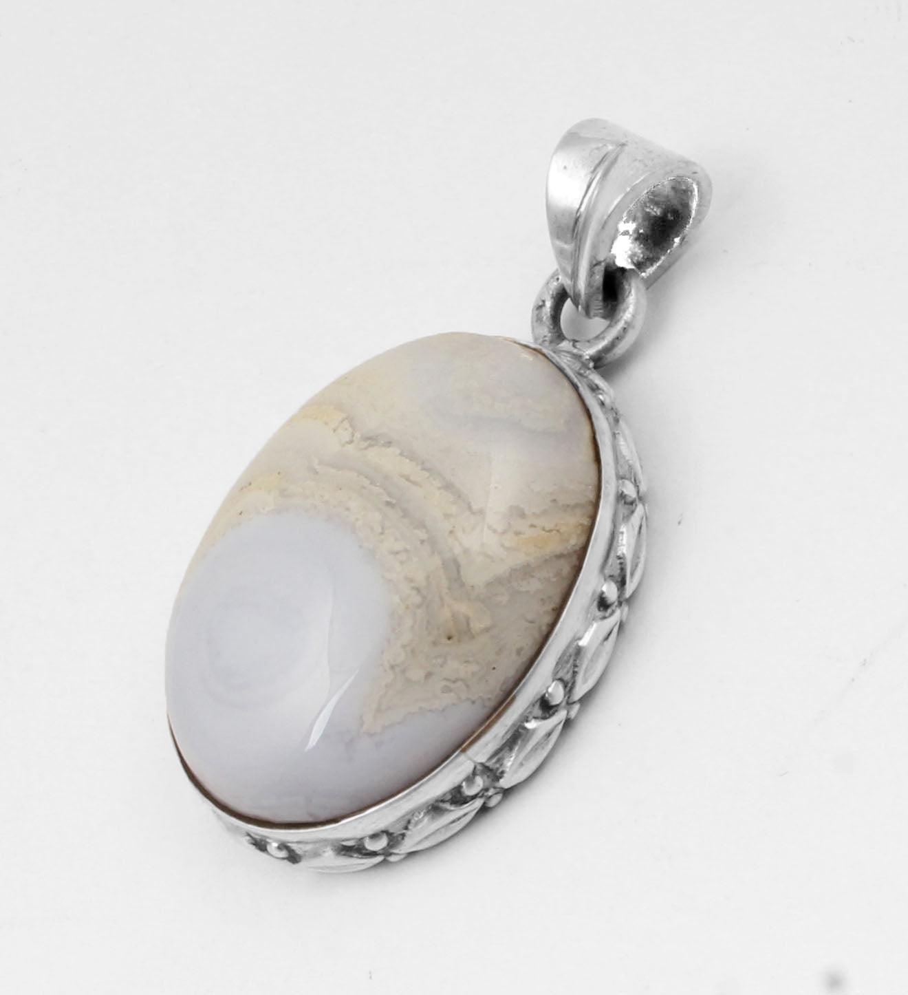 Blue Lace Agate  Sterling Silver Pendant