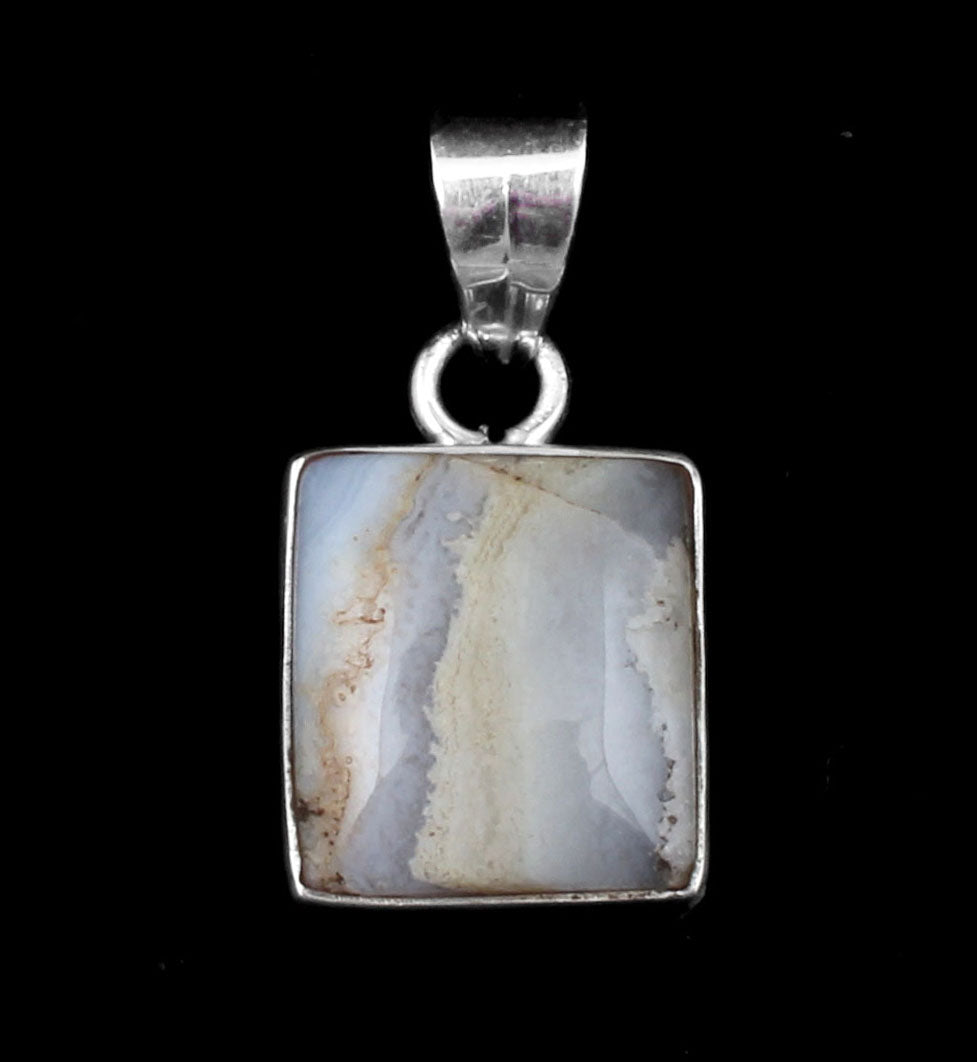 Natural Blue Lace Agate Pendant 925 Sterling Silver Pendant Blue Lace Agate Jewelry Gift For Her on Anniversary