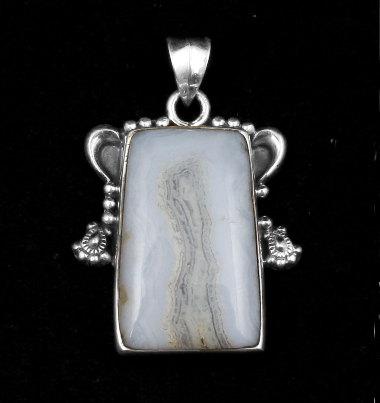 Blue Lace Agate  Sterling Silver Pendant