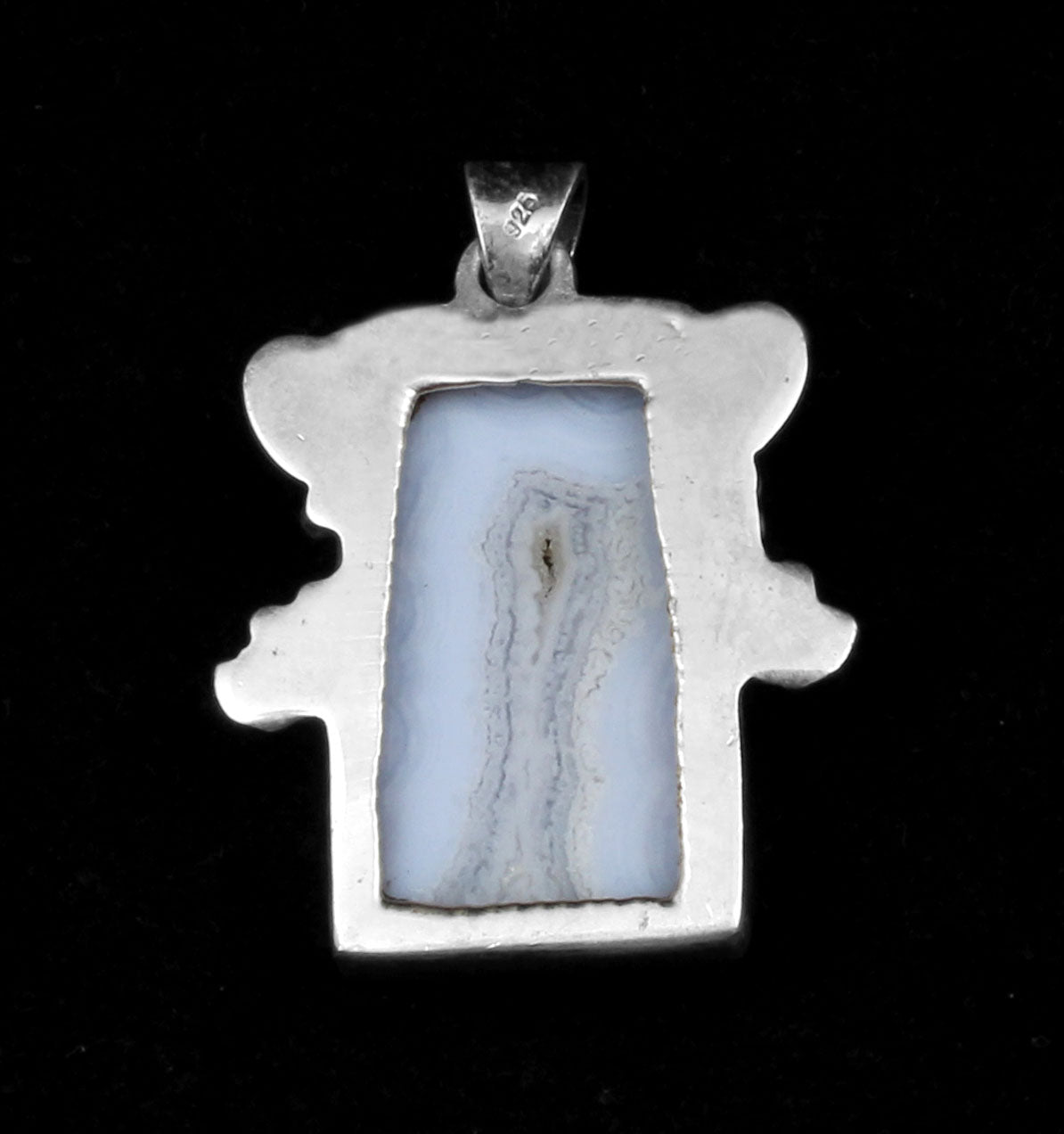 Blue Lace Agate  Sterling Silver Pendant