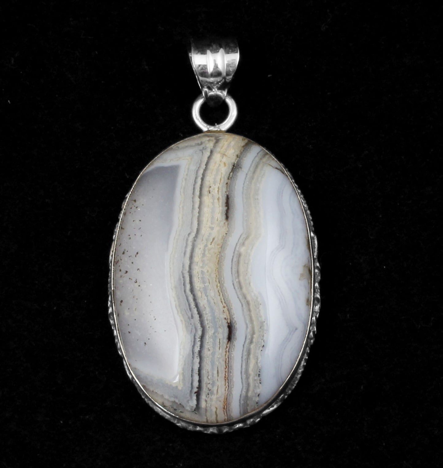 Blue Lace Agate  Sterling Silver Pendant