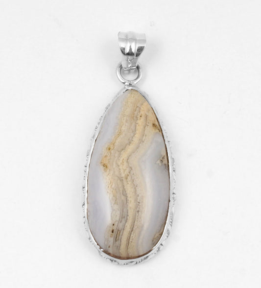 Blue Lace Agate  Sterling Silver Pendant