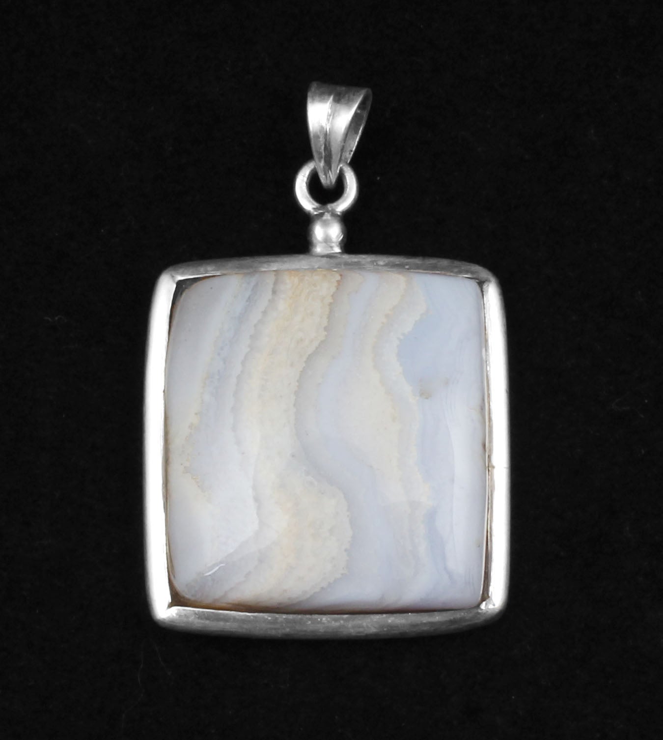 Blue Lace Agate  Sterling Silver Pendant