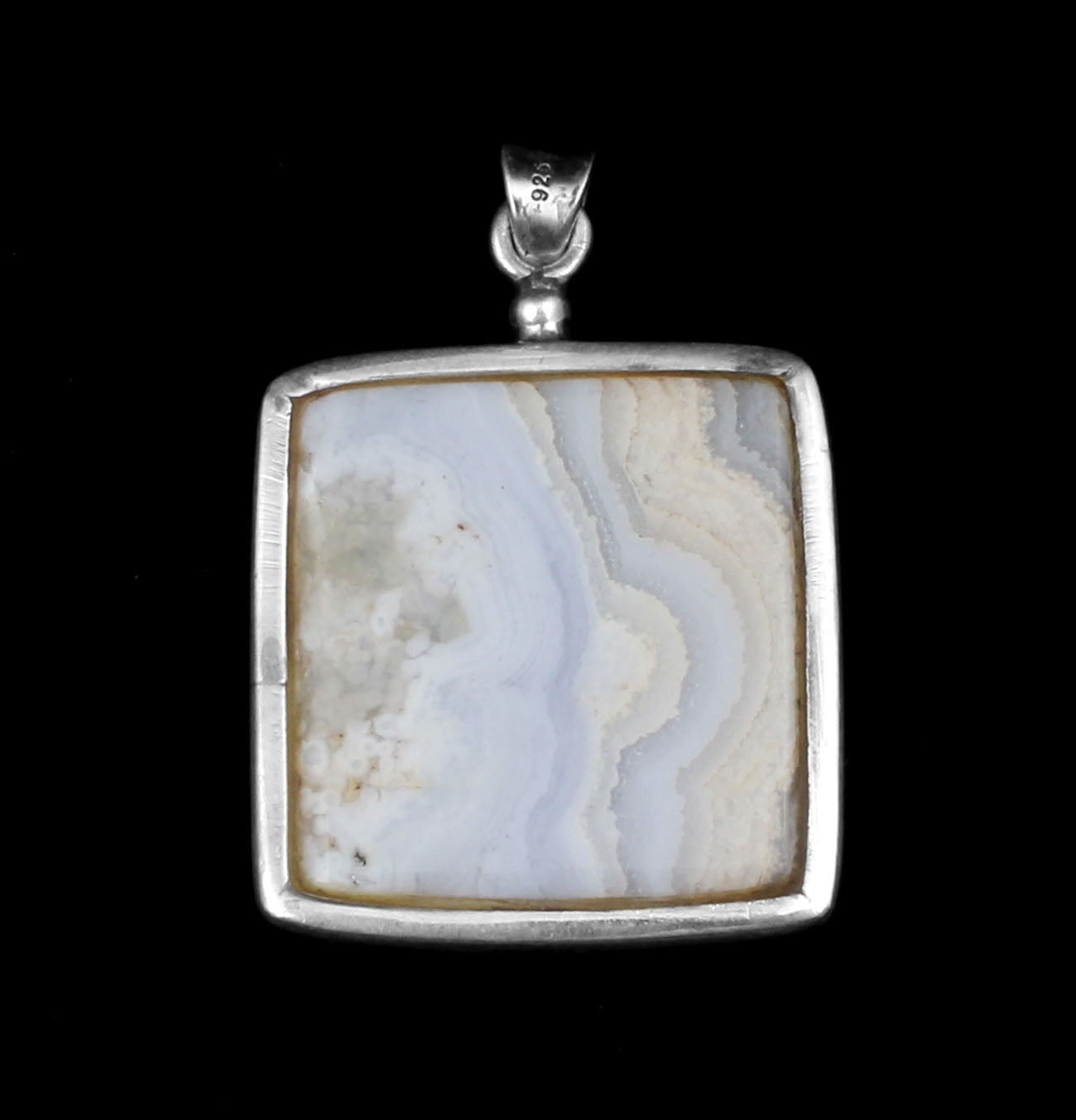 Blue Lace Agate  Sterling Silver Pendant