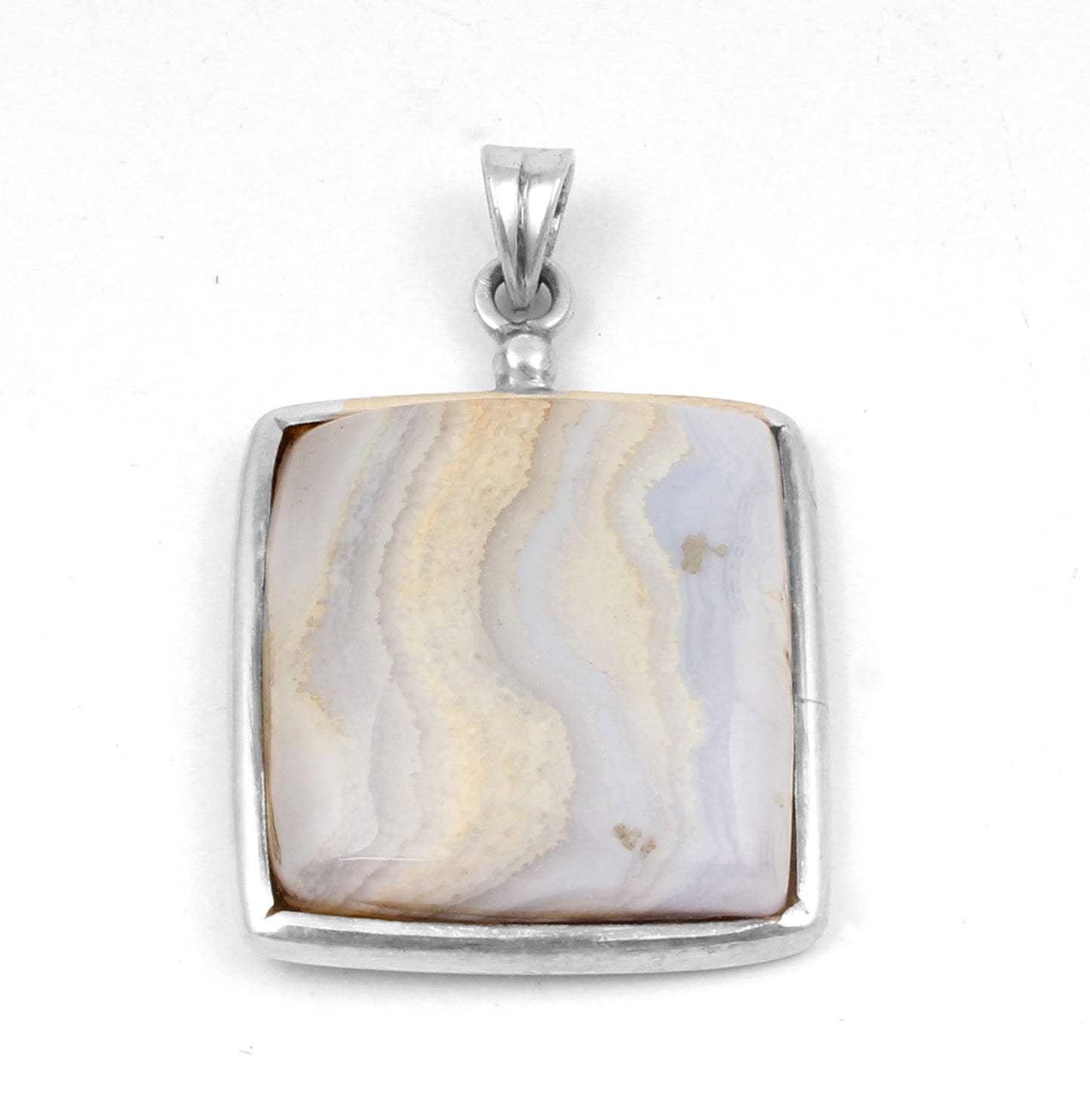 Blue Lace Agate  Sterling Silver Pendant