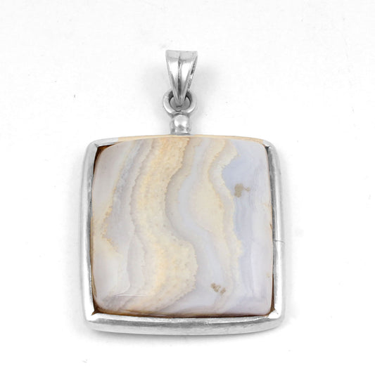 Blue Lace Agate  Sterling Silver Pendant