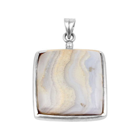 Natural Blue Lace Agate Pendant 925 Sterling Silver Pendant Blue Lace Agate Jewelry Gift For Her