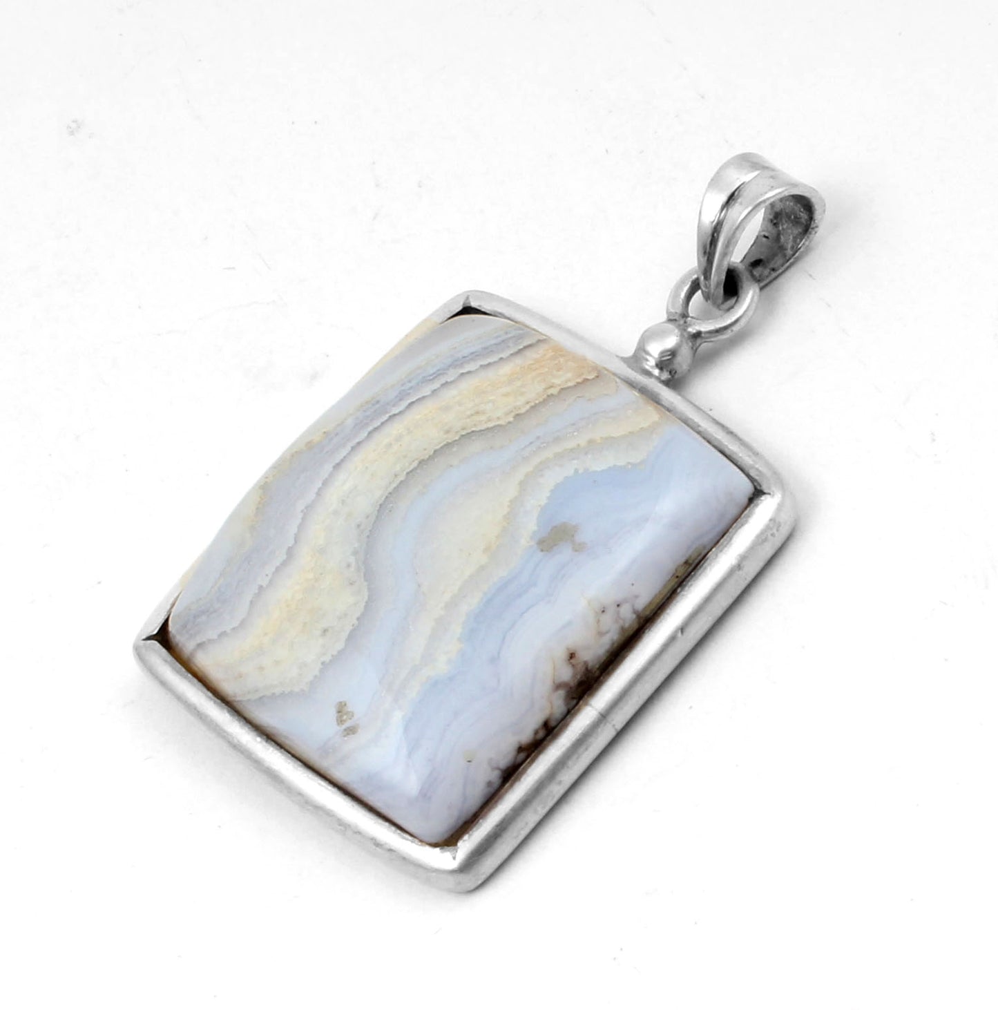 Blue Lace Agate  Sterling Silver Pendant