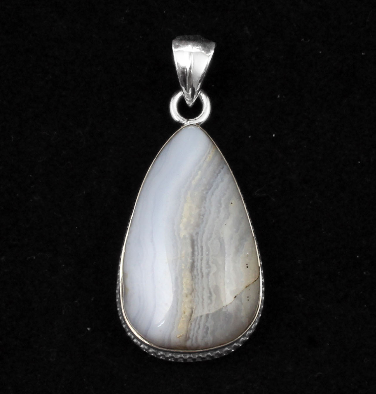 Blue Lace Agate  Sterling Silver Pendant