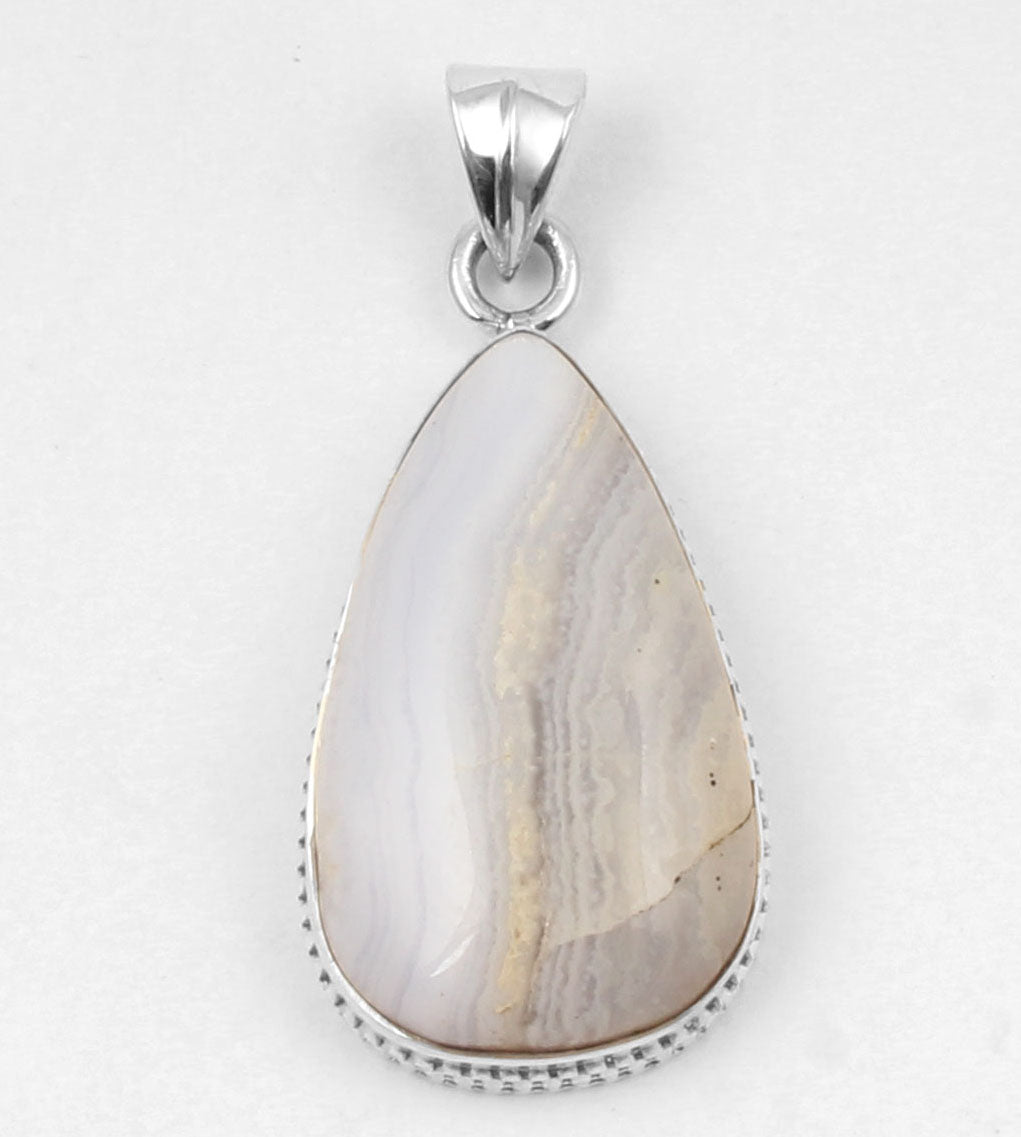 Blue Lace Agate  Sterling Silver Pendant