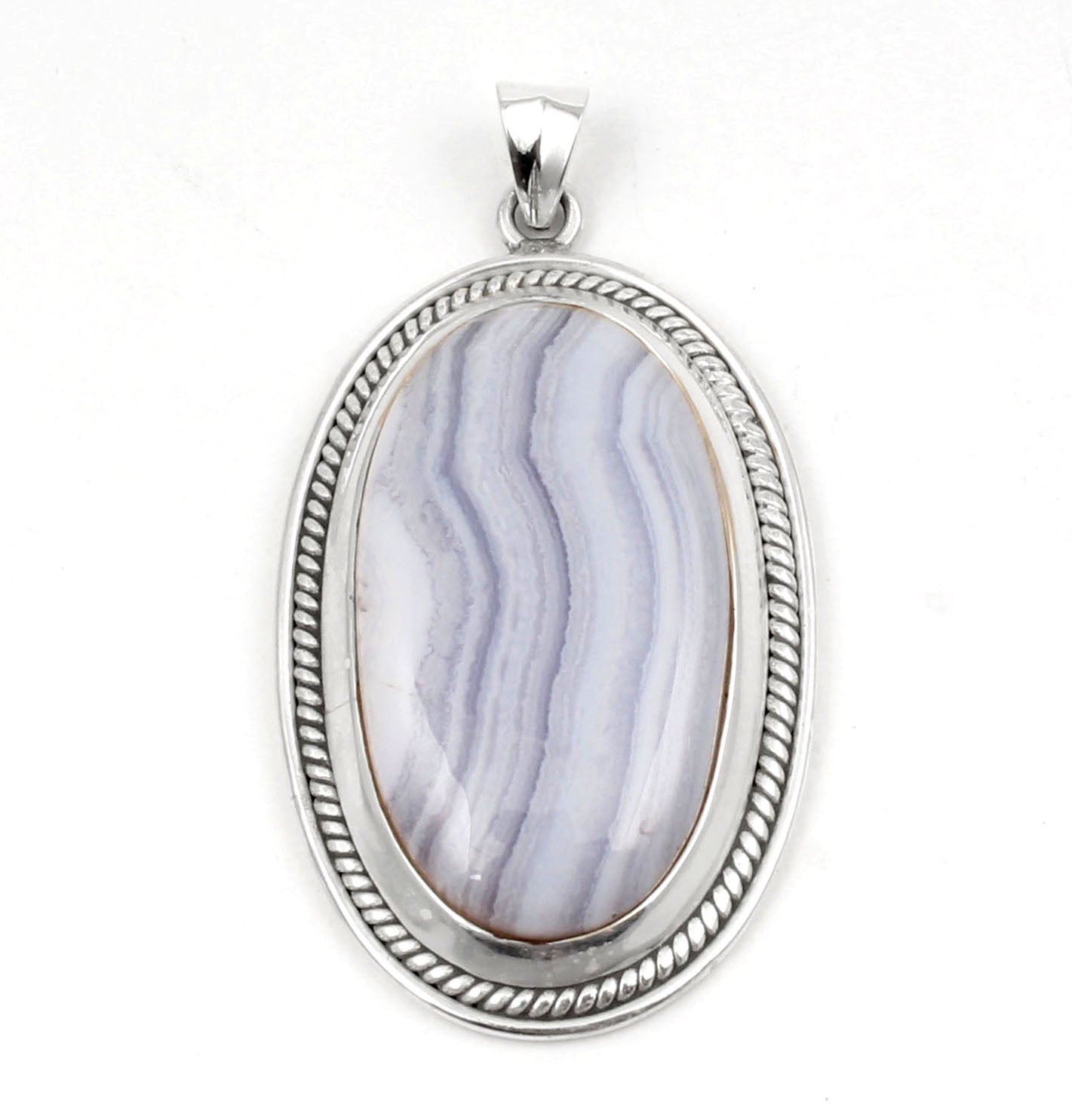 Blue Lace Agate  Sterling Silver Pendant