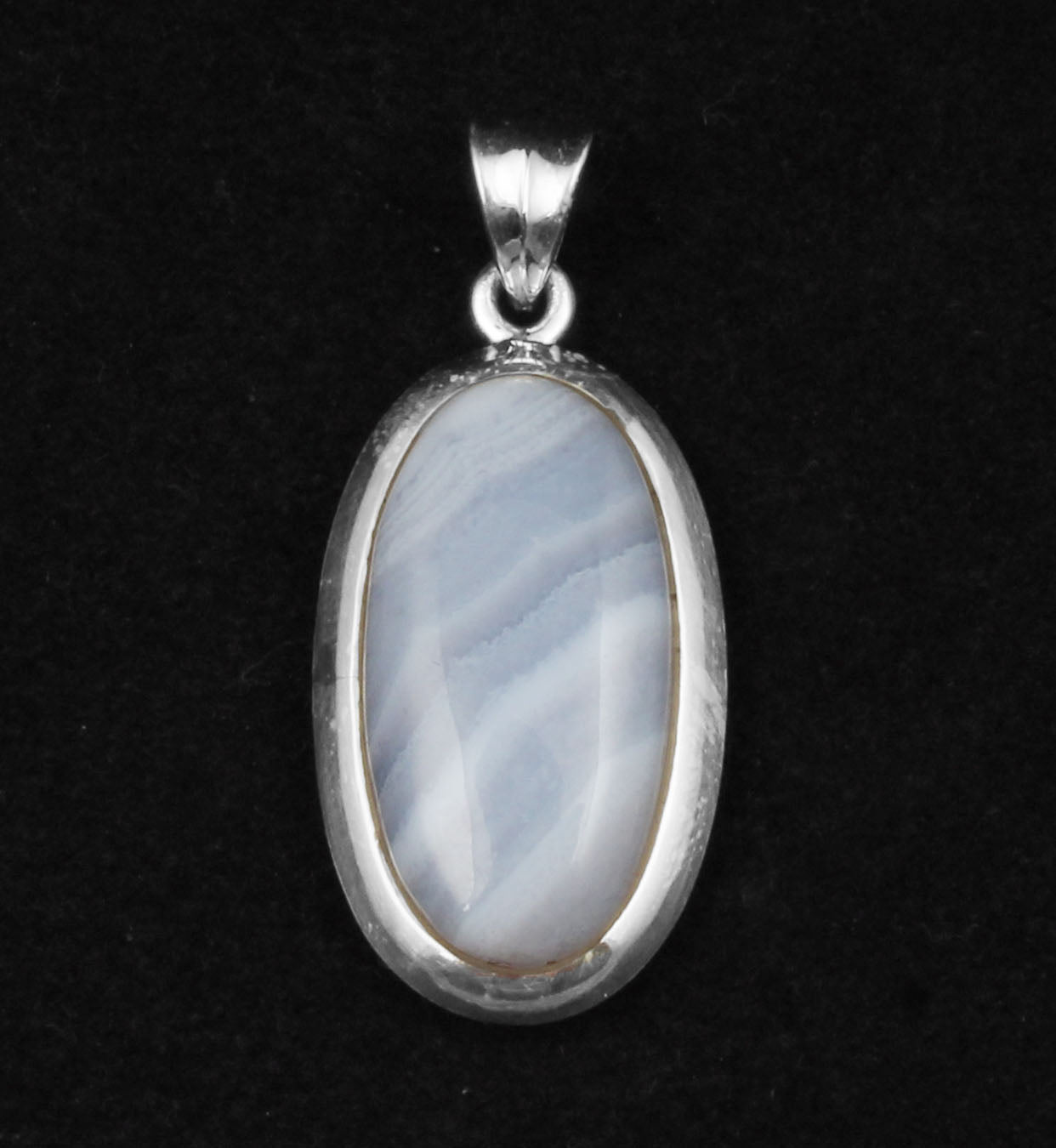 Blue Lace Agate  Sterling Silver Pendant