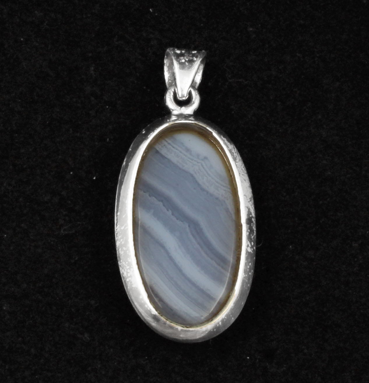 Blue Lace Agate  Sterling Silver Pendant