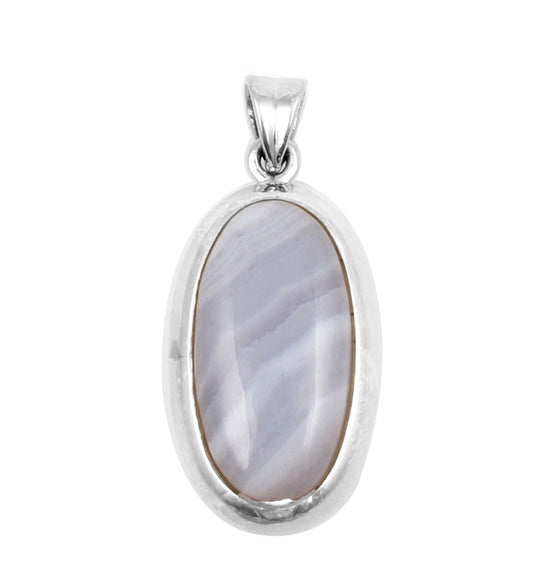 Blue Lace Agate  Sterling Silver Pendant