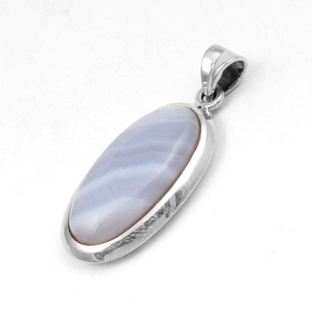 Blue Lace Agate  Sterling Silver Pendant