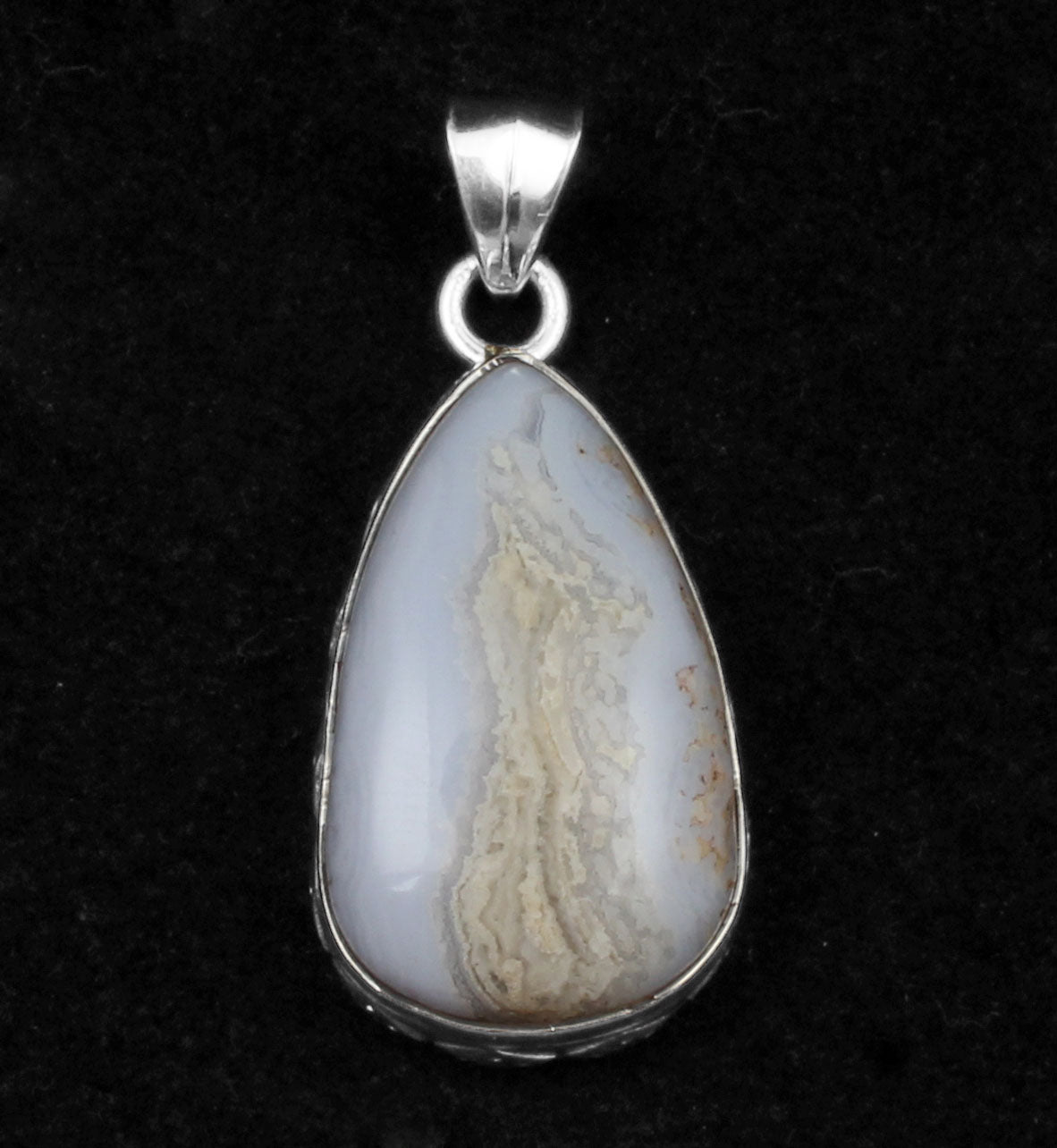 Blue Lace Agate  Sterling Silver Pendant