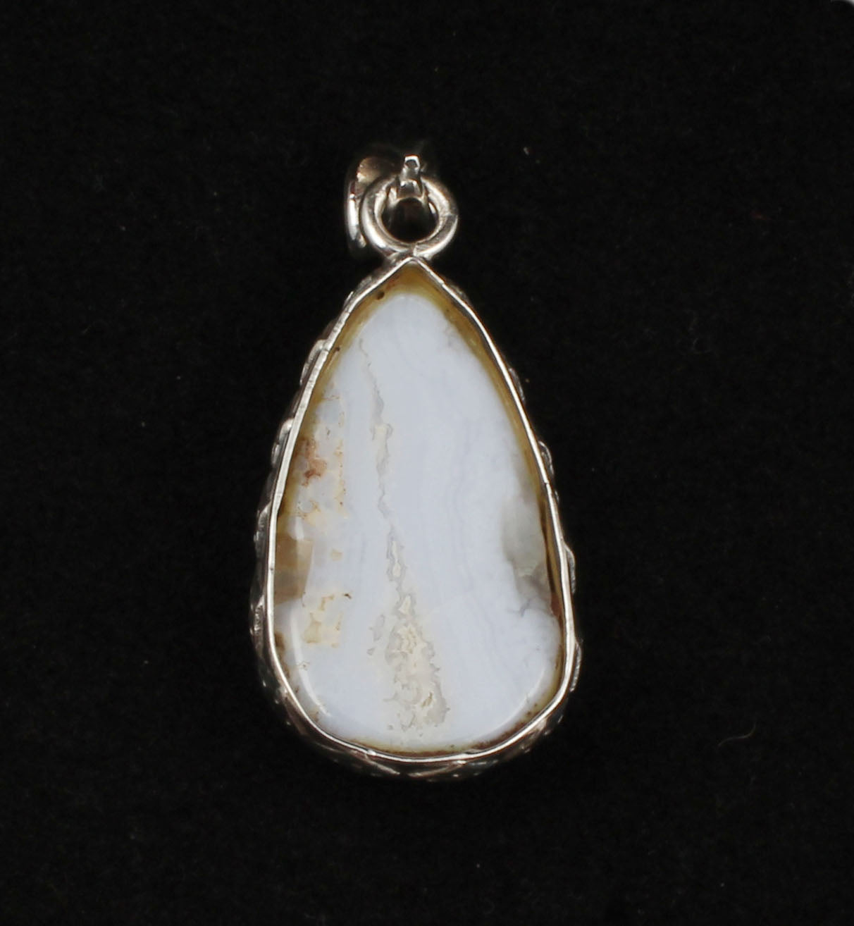 Blue Lace Agate  Sterling Silver Pendant