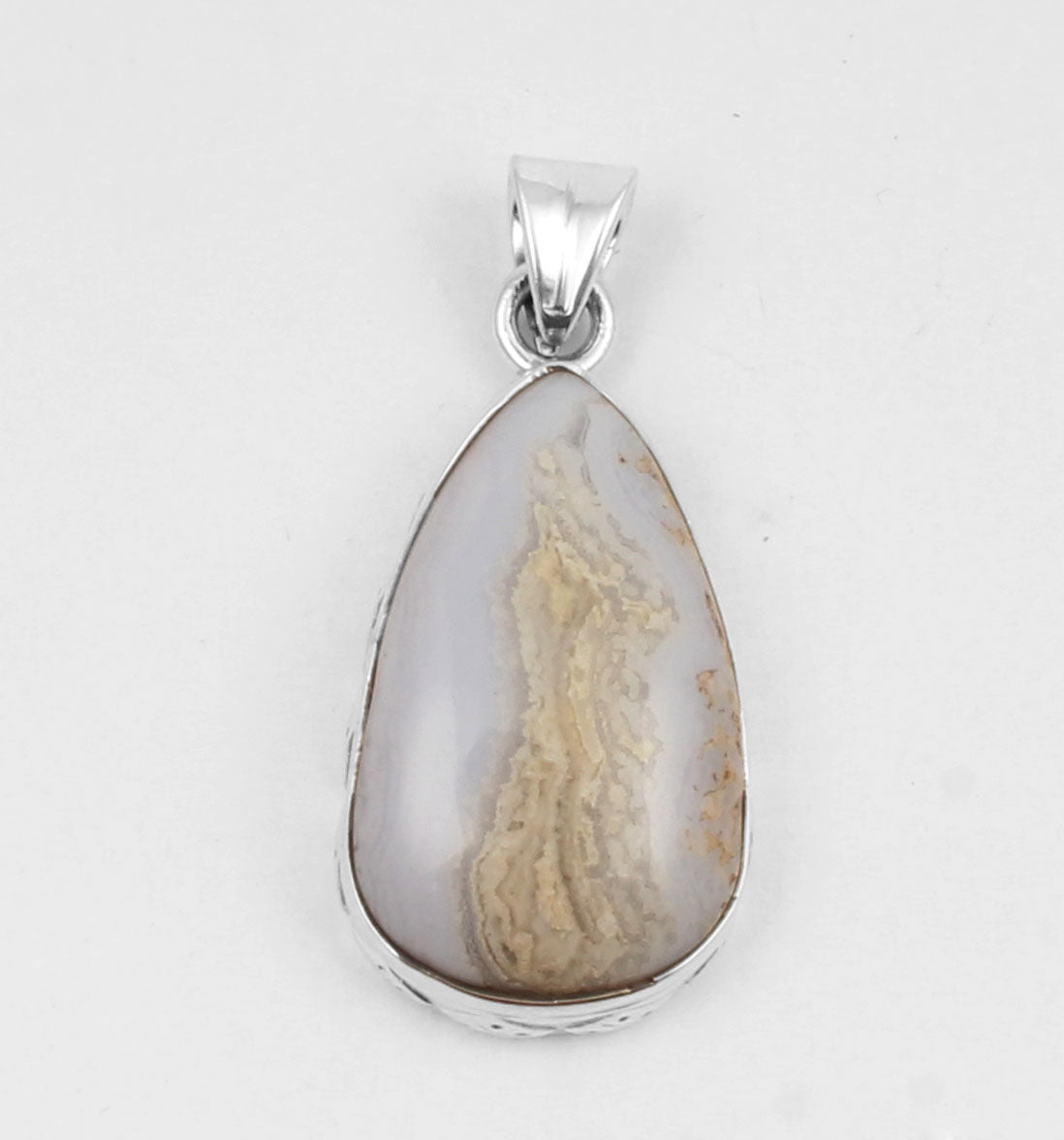 Blue Lace Agate  Sterling Silver Pendant