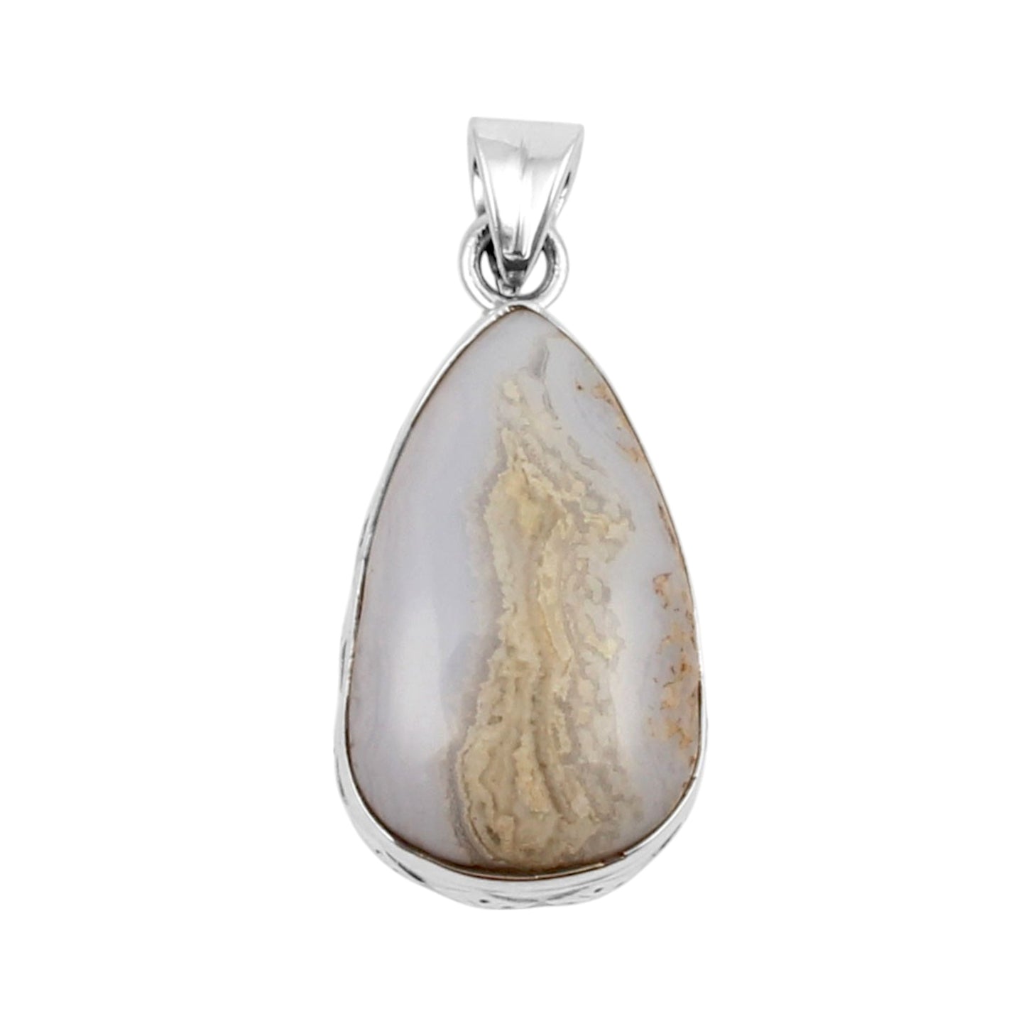 Blue Lace Agate Pendant Handmade 925 Sterling Silver Natural Gemstone Pendant Gift For Her