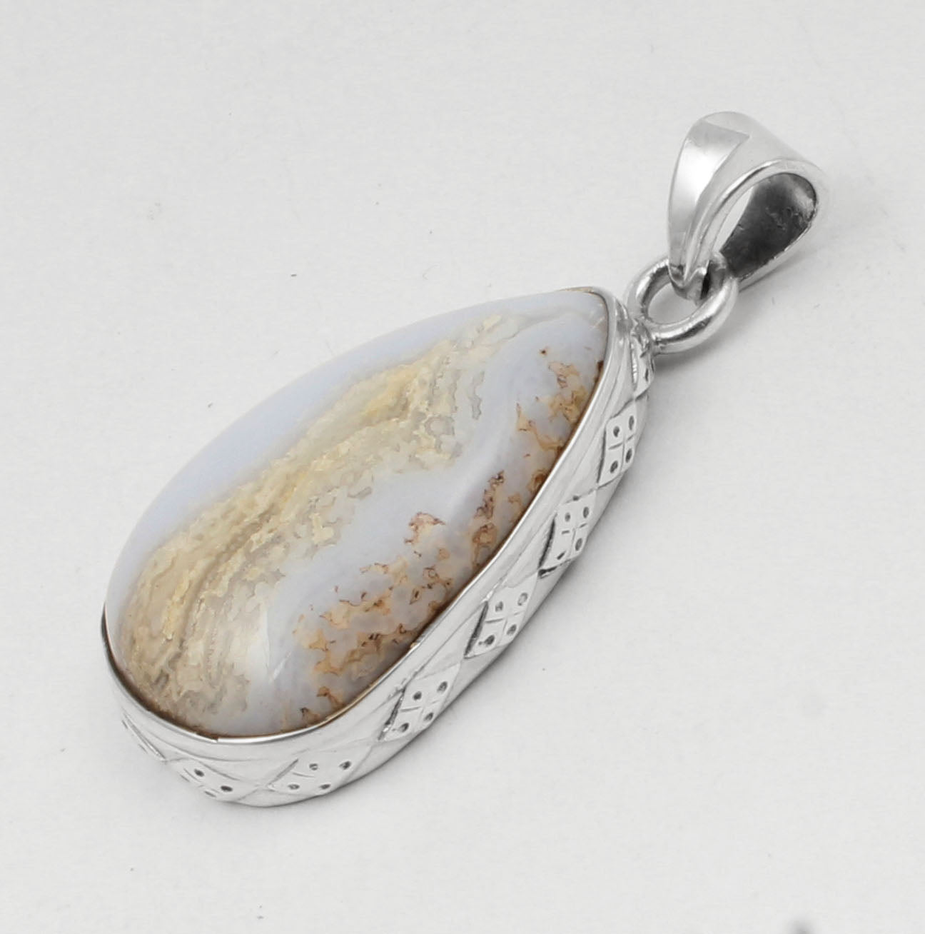 Blue Lace Agate  Sterling Silver Pendant