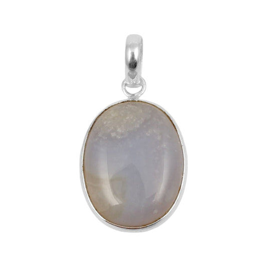 Blue Lace Agate Pendant Handmade Bezel Setting 925 Sterling Silver Natural Gemstone Pendant