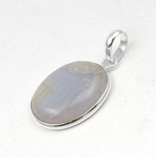 Blue Lace Agate  Sterling Silver Pendant