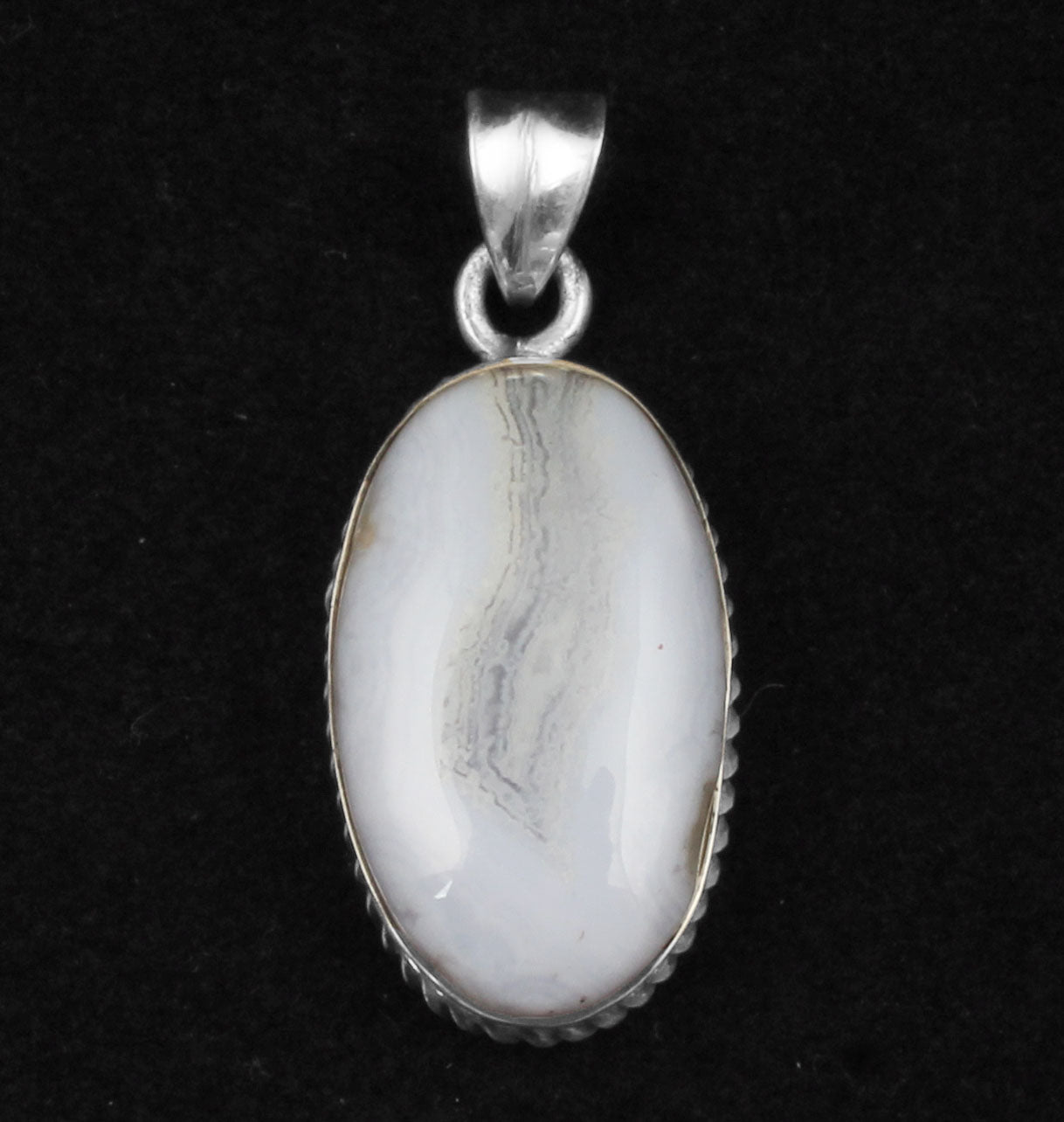 Blue Lace Agate  Sterling Silver Pendant