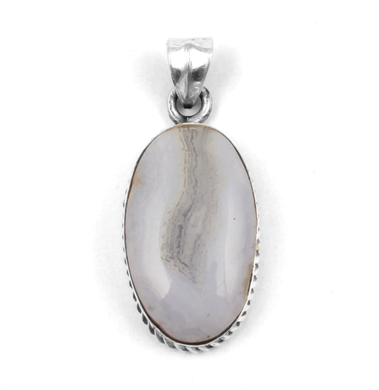 Blue Lace Agate  Sterling Silver Pendant