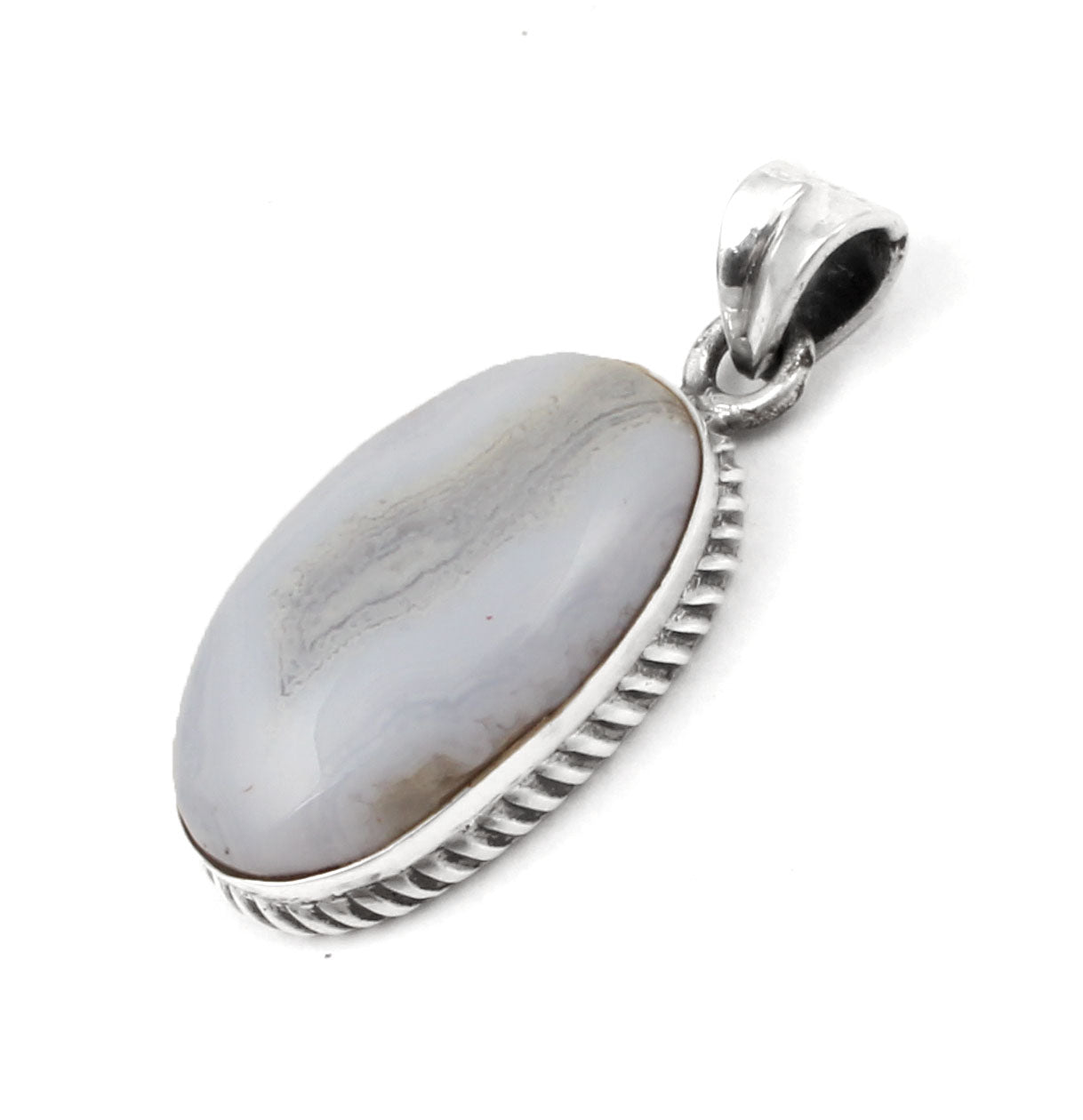 Blue Lace Agate  Sterling Silver Pendant