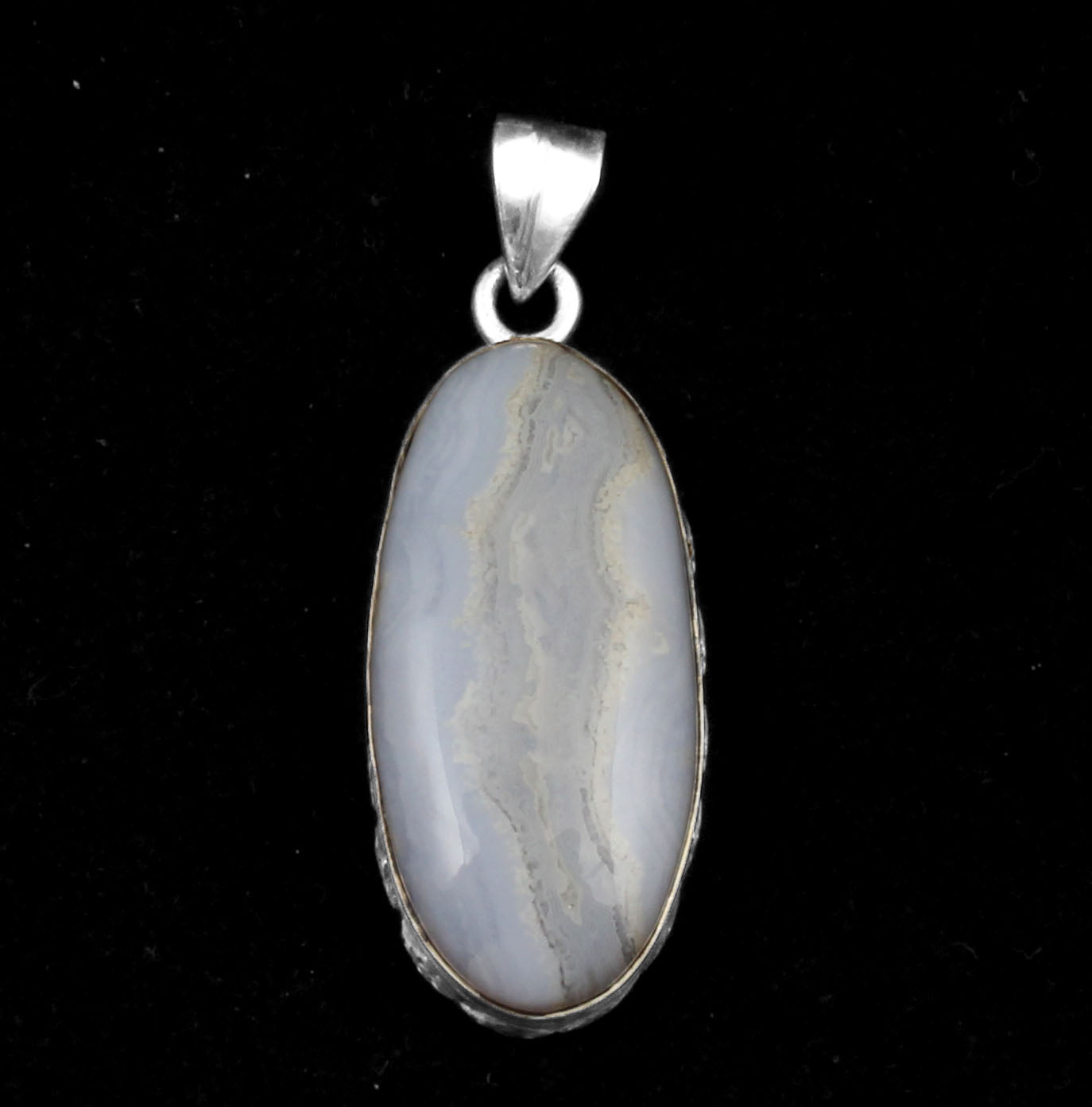 Blue Lace Agate Pendant Handmade Vintage 925 Sterling Silver Natural Gemstone Pendant Jewelry