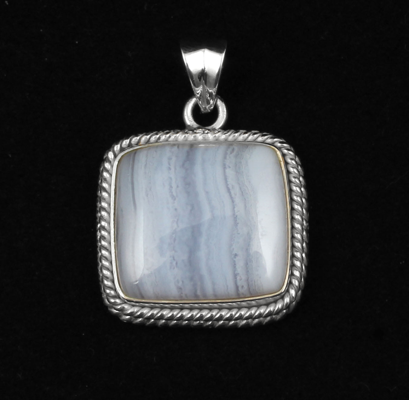 Blue Lace Agate  Sterling Silver Pendant