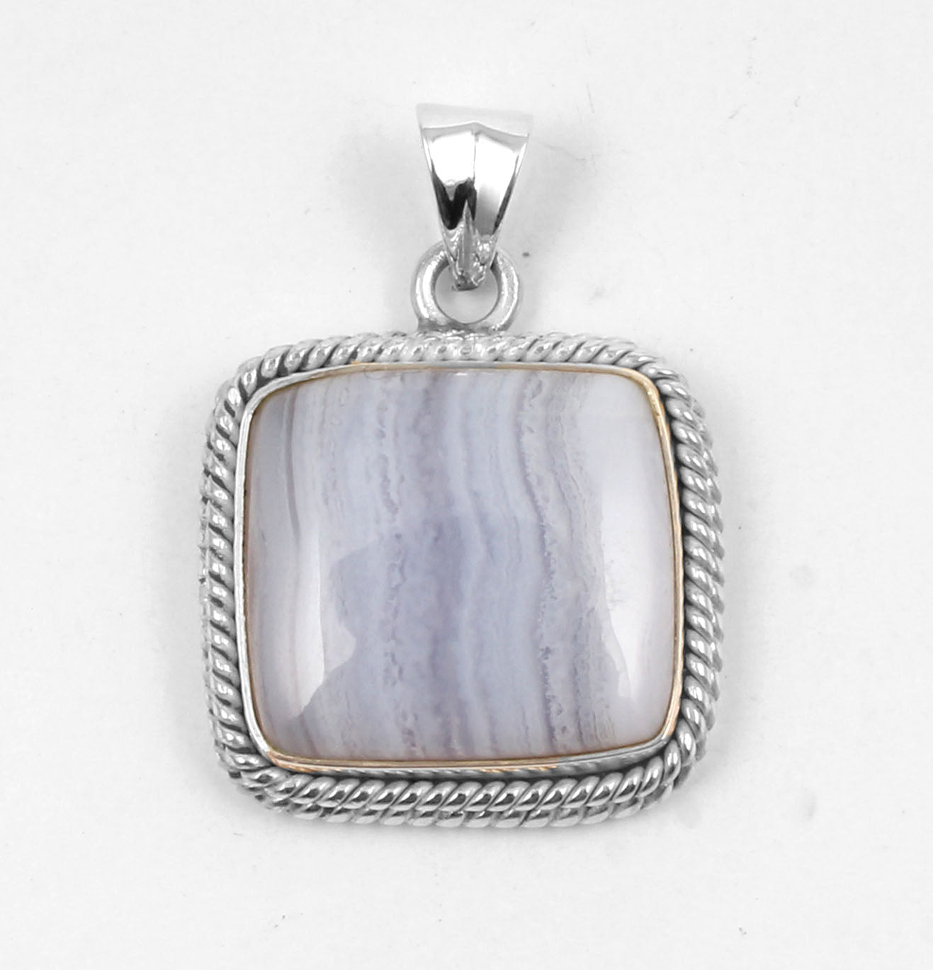 Blue Lace Agate  Sterling Silver Pendant