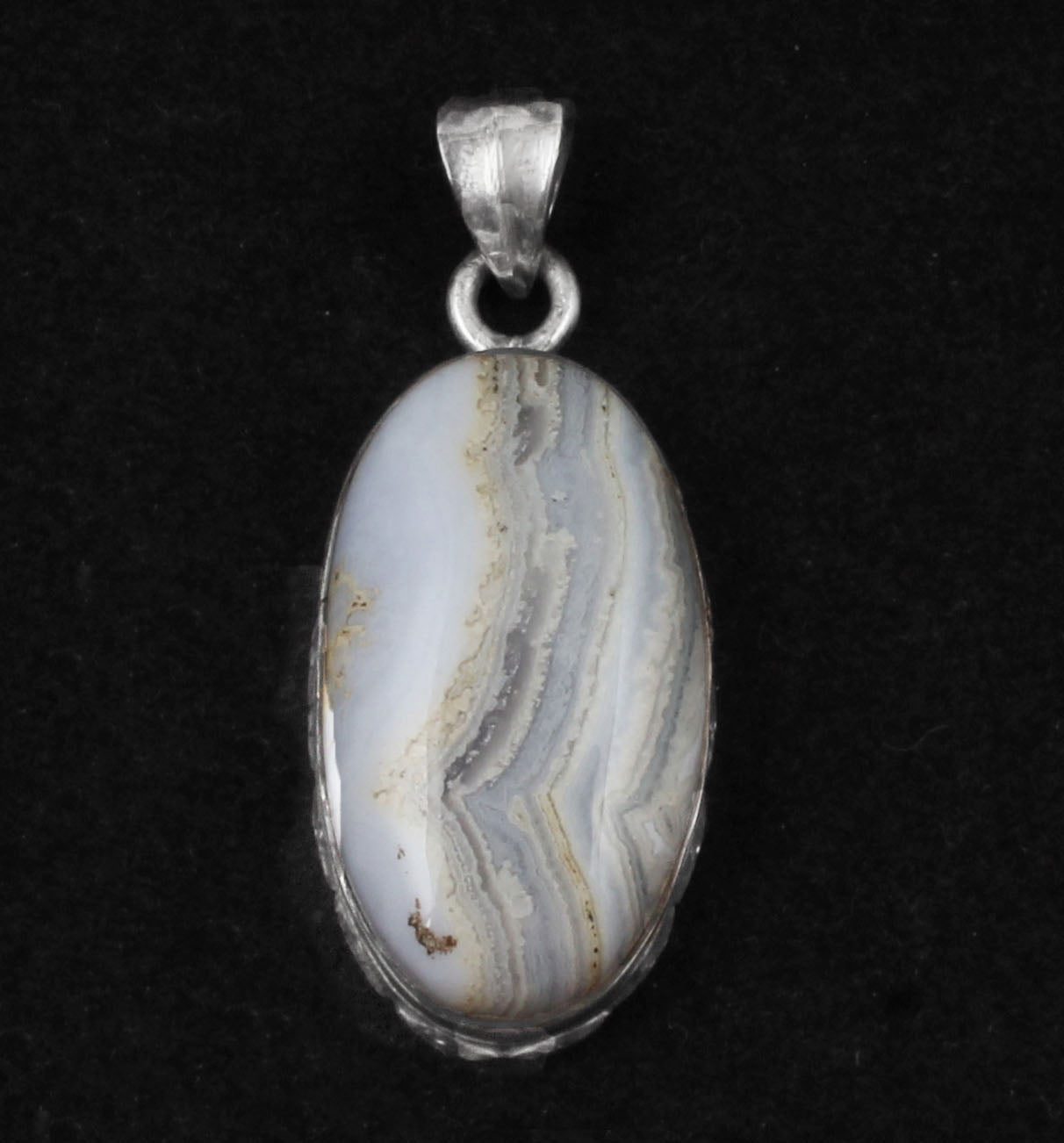 Blue Lace Agate  Sterling Silver Pendant