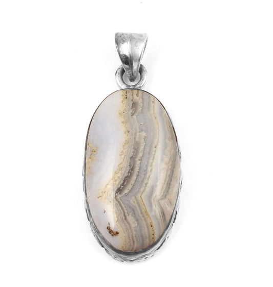 Blue Lace Agate  Sterling Silver Pendant