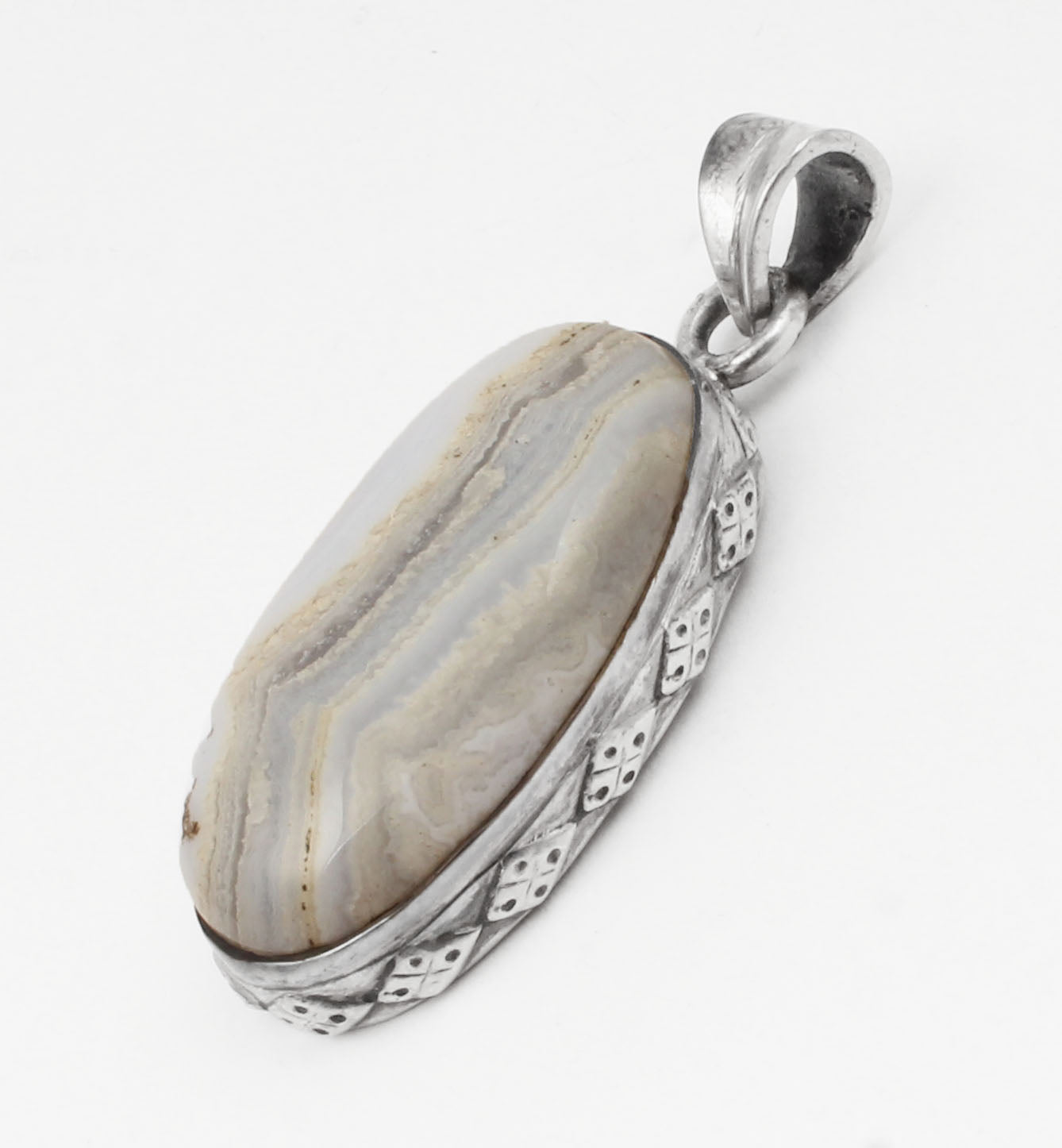 Blue Lace Agate  Sterling Silver Pendant