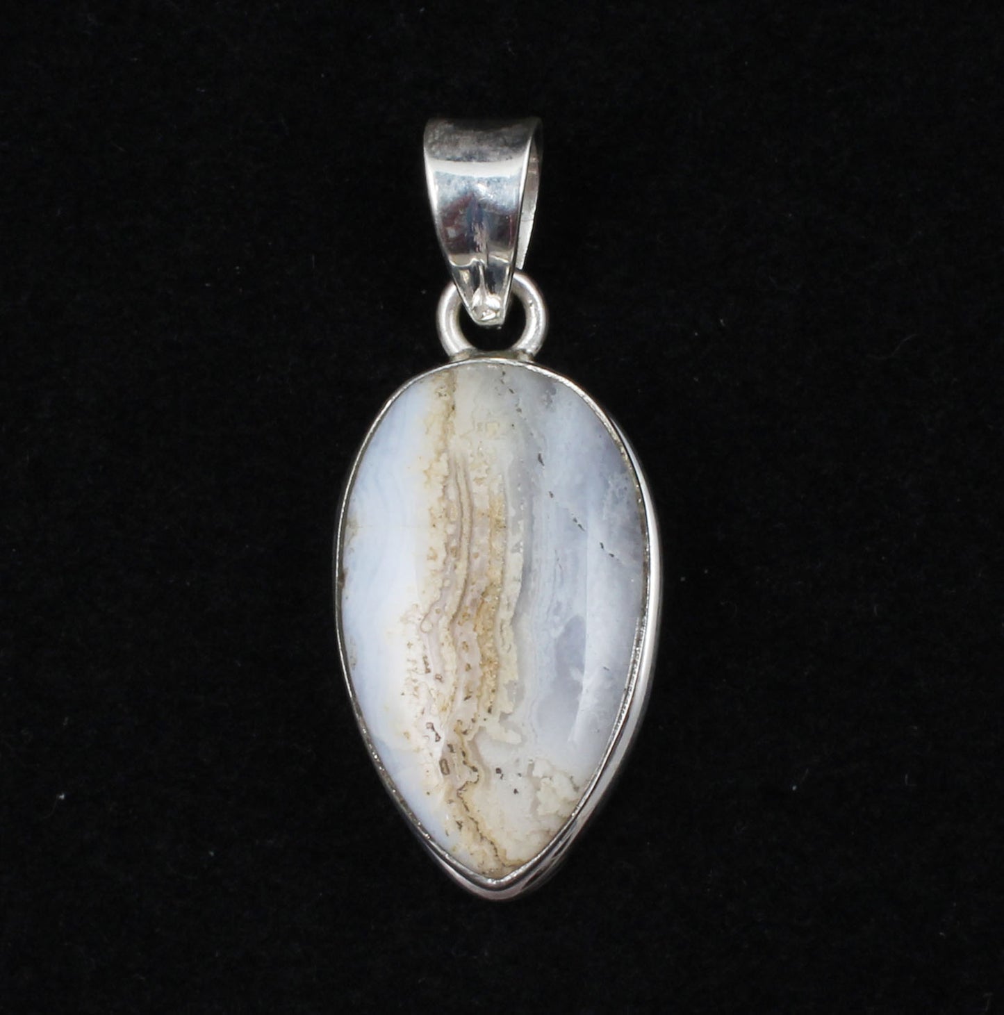 Pear Blue Lace Agate Pendant Necklace 925 Sterling Silver Handmade Jewelry Gift for Her Blue Gemstone Pendant