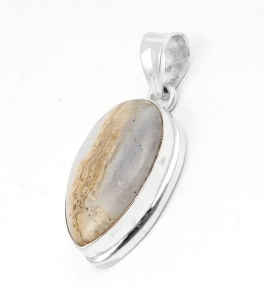 Blue Lace Agate  Sterling Silver Pendant