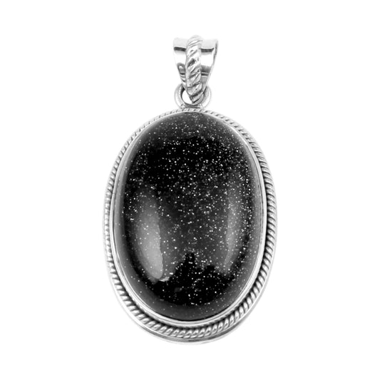 Blue Sandstone Pendant Oval Twisted Wire Designer 925 Sterling Silver Pendant Sparkling Blue Stone Pendant