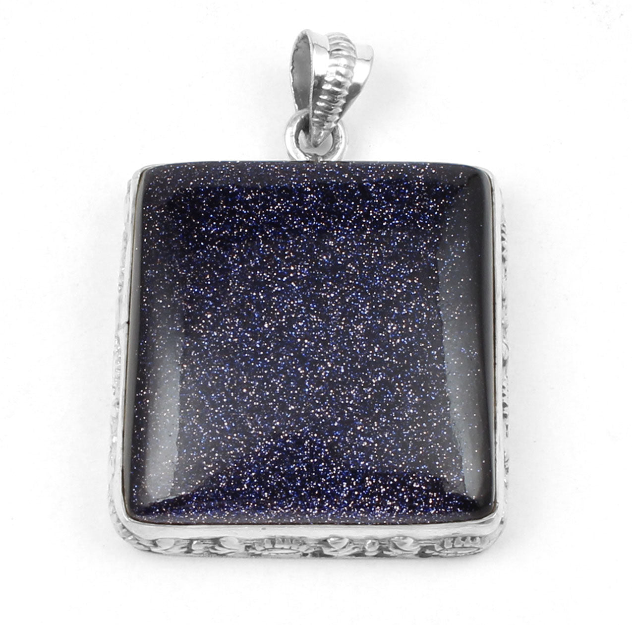 Blue Sandstone Pendant Handmade 925 Sterling Silver Sandstone Pendant Sparkling Gemstone Pendant for Women