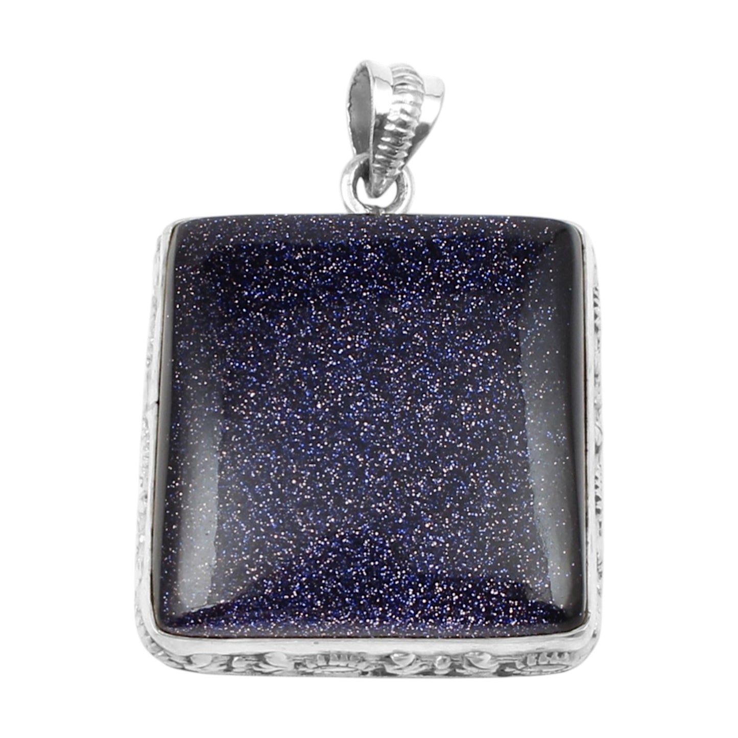 Blue Sandstone Pendant Handmade 925 Sterling Silver Sandstone Pendant Sparkling Gemstone Pendant for Women