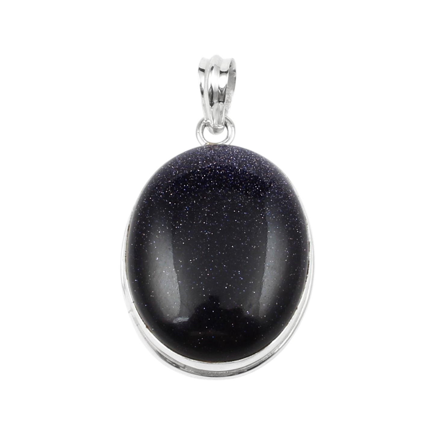 Blue Sandstone Pendant Handmade 925 Sterling Silver Oval Sandstone Pendant Sparkling Gemstone Pendant