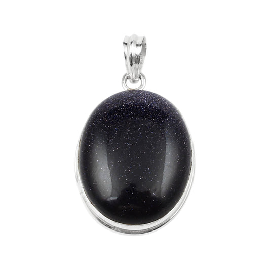 Blue Sandstone Pendant Handmade 925 Sterling Silver Oval Sandstone Pendant Sparkling Gemstone Pendant