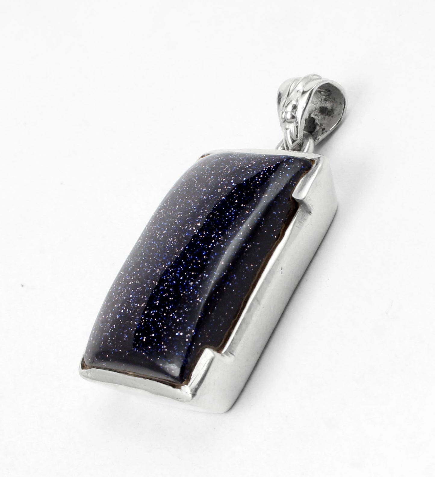 Blue Sandstone Pendant Handmade 925 Sterling Silver Sparkling Gemstone Pendant for Women