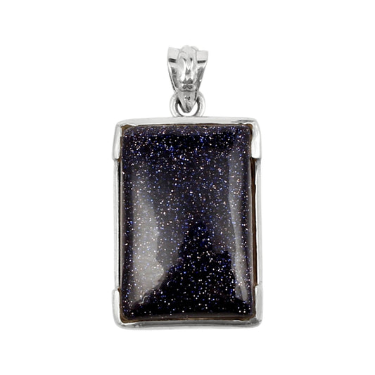 Blue Sandstone Pendant Handmade 925 Sterling Silver Sparkling Gemstone Pendant for Women