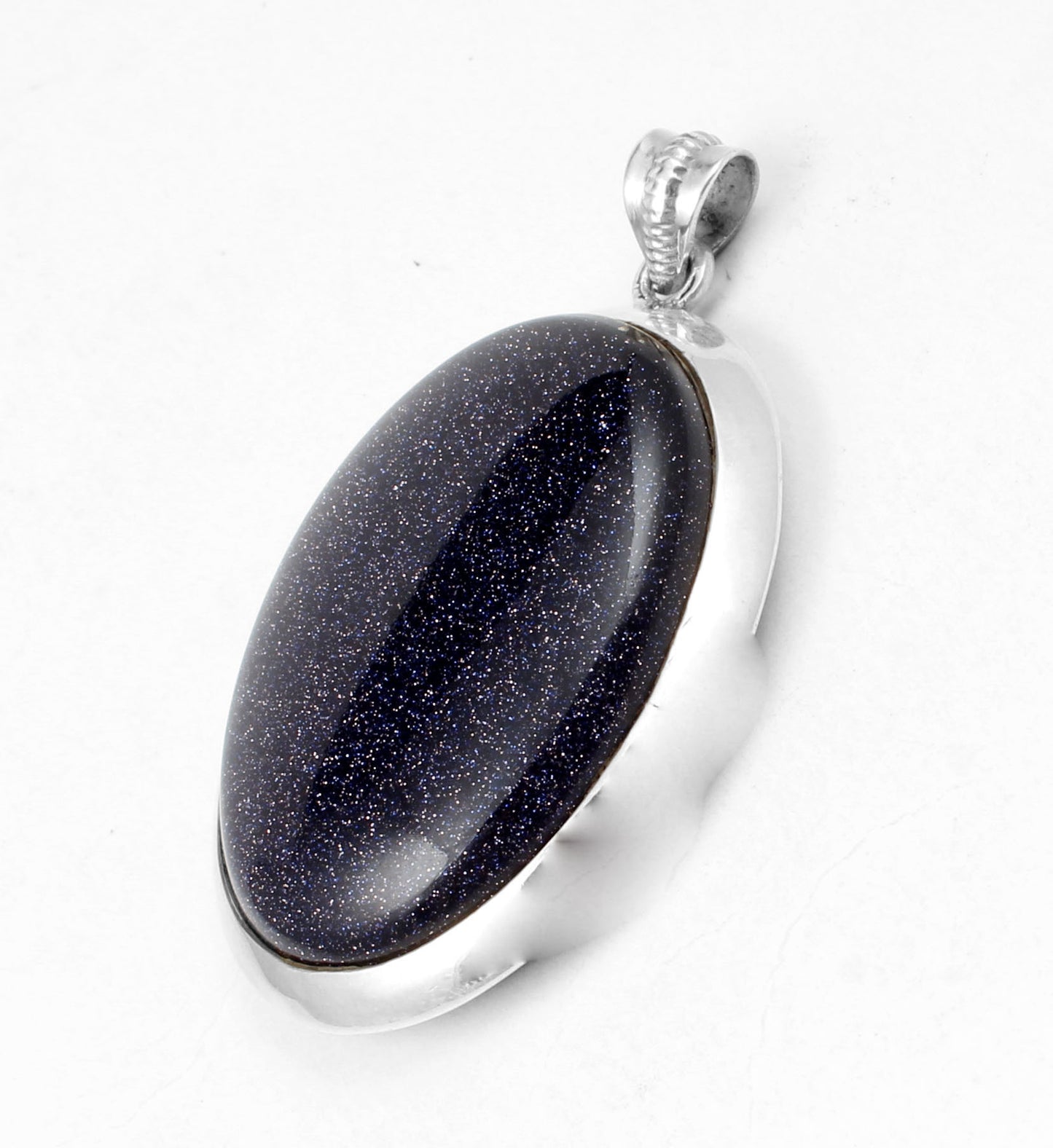 Blue Sandstone Pendant Handmade 925 Sterling Silver Sparkling Gemstone Pendant for Women